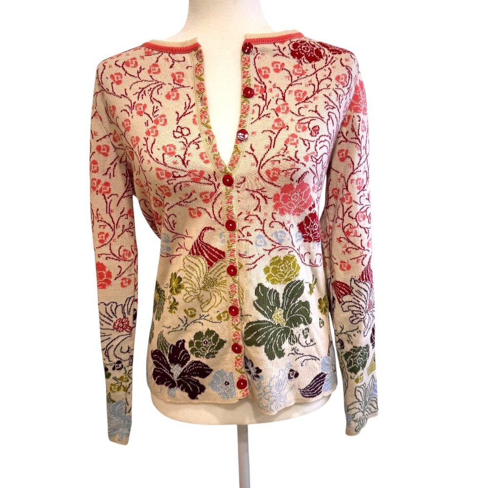 SOLD - Ivko Womans Floral Button Long Sleeve Cardigan Sweater Size 36 (Small)